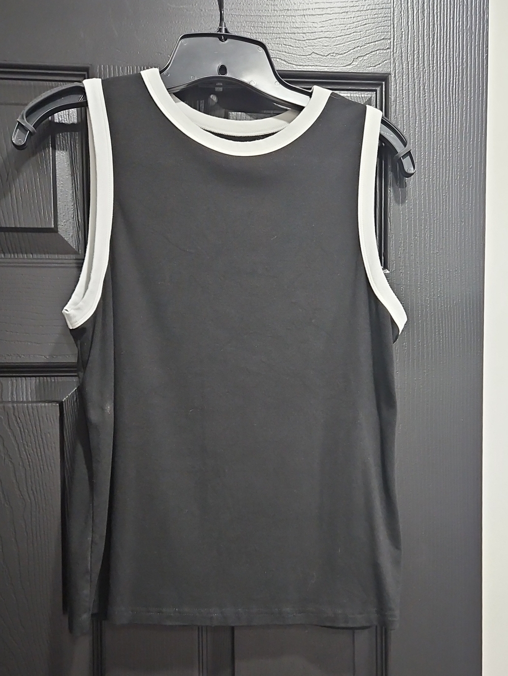 Commense Black Tank with White Contrast Trim
